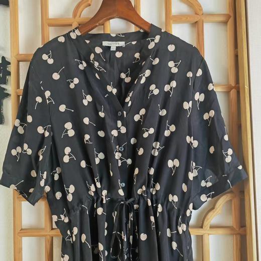 仅一件！【低价清仓】L码 樱桃印花桑蚕丝减龄系带收腰显瘦连衣裙ZFYY020 商品图2