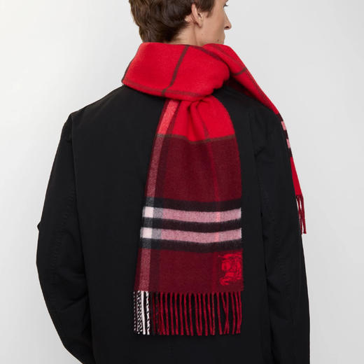 BURBERRY 巴宝莉 中性马术骑士徽标对比色格纹羊绒围巾 格子 8115314 C3383 商品图6