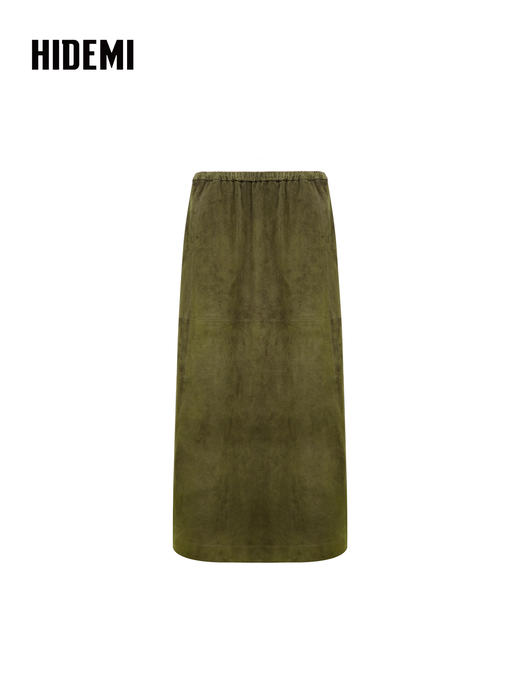 HIDEMI 大秀款进口西班牙羊麂皮松紧腰伞状半身长裙皮裙 商品图8