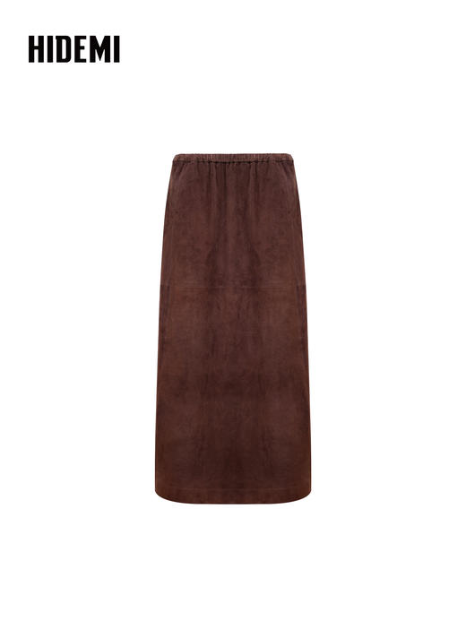 HIDEMI 大秀款进口西班牙羊麂皮松紧腰伞状半身长裙皮裙 商品图9