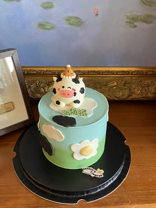 立体奶油霜小奶牛生日蛋糕4寸 商品图1