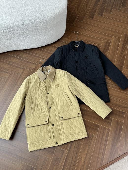 巴家25新品女士灯芯绒翻领格纹外套棉服 商品图4