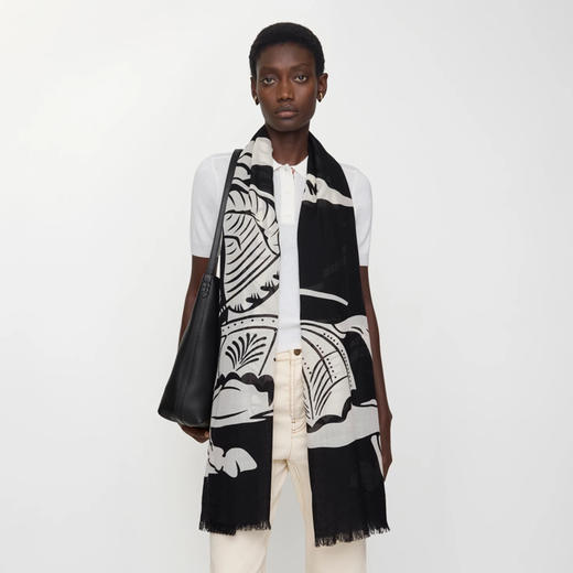 BURBERRY 巴宝莉 中性宽版马术骑士印花羊毛围巾 混色 8113032 C1343 商品图2