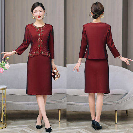 AHM yqwl5685礼服裙镶钻酒红色连衣裙 商品图2