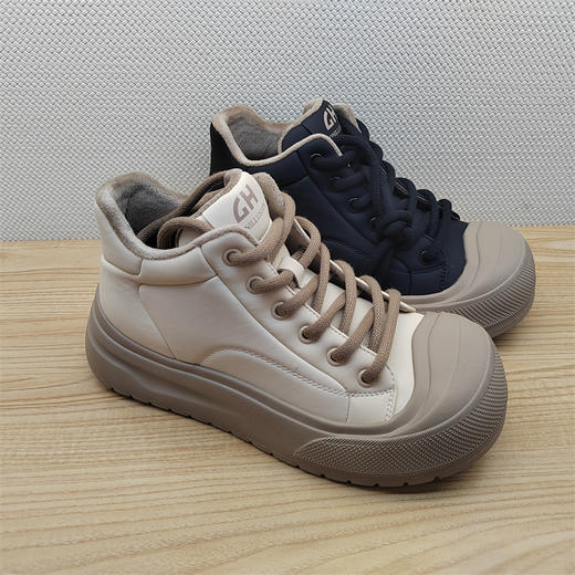 2024豪行冬季新款24430412M真皮低跟休闲高帮加绒女棉鞋 商品图0