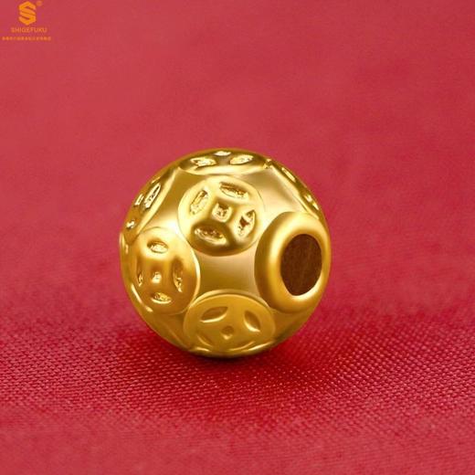 【品牌授权】【香港周六福】黄金钻石首饰 5D足金吊坠钱币珠（附赠K金项链） 商品图4