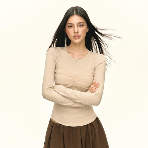 Ariseism 美式复古长袖T恤女秋季新款修身上衣 商品图2