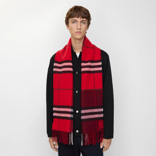 BURBERRY 巴宝莉 中性马术骑士徽标对比色格纹羊绒围巾 格子 8115314 C3383 商品图7