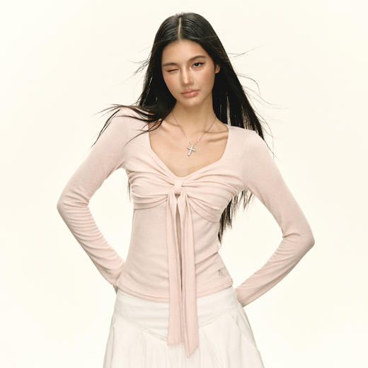 Ariseism 美式复古长袖T恤女秋季新款修身上衣 商品图2