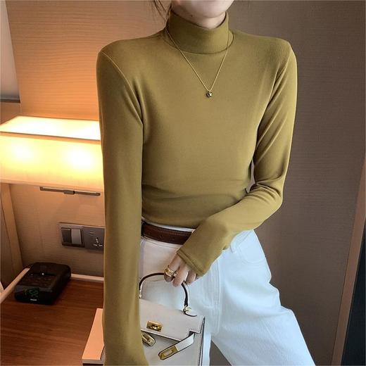 【买一送一】好版型 才舒服 半高领德绒打底衫女内搭秋冬季加绒磨毛长袖中领纯色修身打 底衣 商品图2