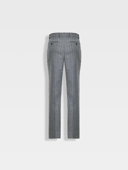 callisto海豚灰条纹微阔直筒西裤 商品图1