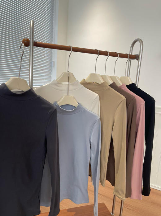 【限时福利 买一送一 德芙小立领】升级款限时特惠 穿了跟没穿一样 奶乎乎软绵绵 半高领面膜衫女内搭秋冬磨毛打底衫修身保暖外穿长袖T恤百搭上衣 商品图5