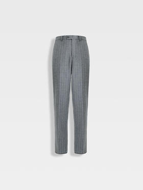 callisto海豚灰条纹微阔直筒西裤