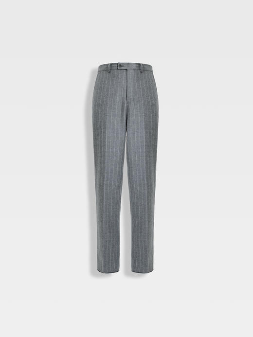 callisto海豚灰条纹微阔直筒西裤 商品图0