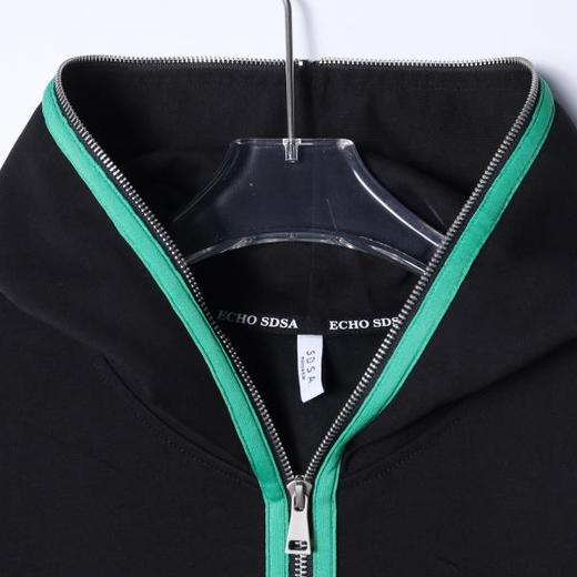 WT260SDSA秋冬新款痞帅男装撞色织带刺绣标拉链连帽下摆松紧设计百搭潮 商品图2