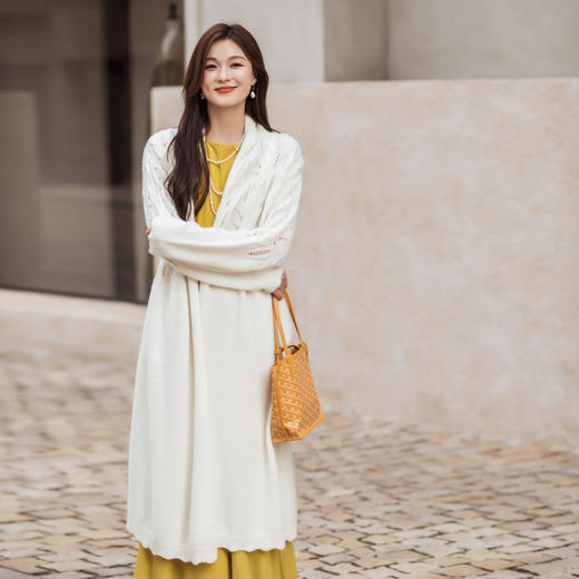 【林栖设计小店】提花毛织外套优雅多色百搭宽松显瘦2025秋冬新款毛衣女1954050 商品图3