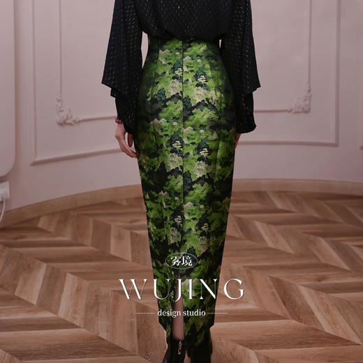 4205054 慕枝冬青 亮丝提花锦缎半裙 雾境 商品图3