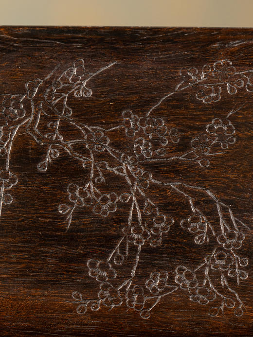 清	紫檀阴刻梅花诗文盖盒 商品图3