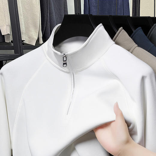 男士半拉链立领套头卫衣秋季新款长袖T恤纯色休闲半高领打底衫 商品图3