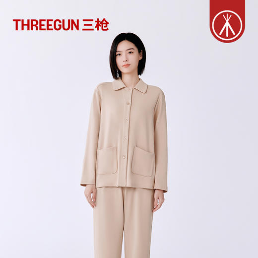 Threegun三枪 朵绒棉翻领开襟女士家居套-T80088D02 商品图4