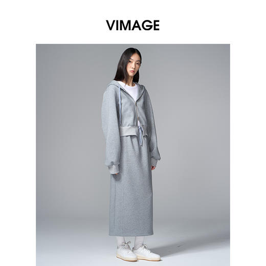 VIMAGE纬漫纪时尚简约连帽秋冬新款卫衣式外套V2403110 商品图2