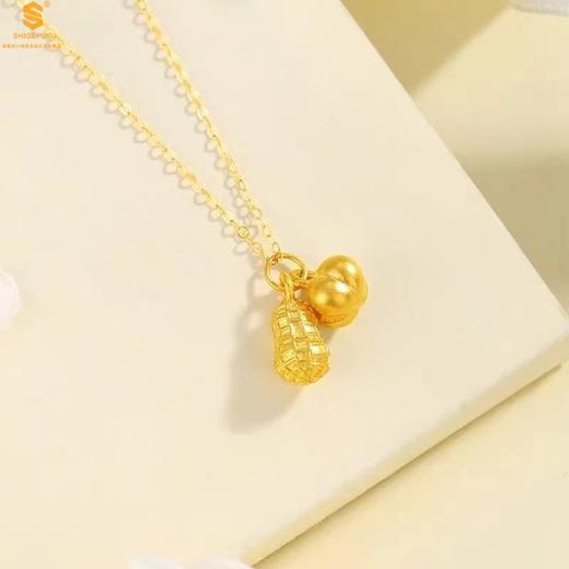 【品牌授权】【香港周六福】黄金钻石首饰 5D足金吊坠好事发生（附赠K金项链） 商品图2