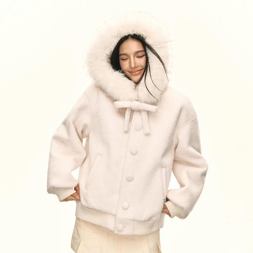 Ariseism 美式复古白色毛毛外套女秋季新款 商品图0