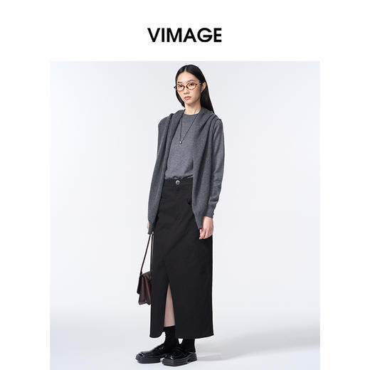 VIMAGE纬漫纪半高圆领高级灰2025秋冬新款针织衫V2401111 商品图3