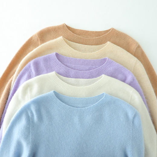 【清河羊毛羊绒专场】鹿展515 女款圆领羊绒衫 100%山羊绒 商品图7