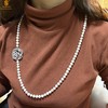 【双12抢先购 限时特惠】黄金钻石首饰 近圆天然深水珍珠豪镶满钻白玫瑰毛衣链 商品缩略图5