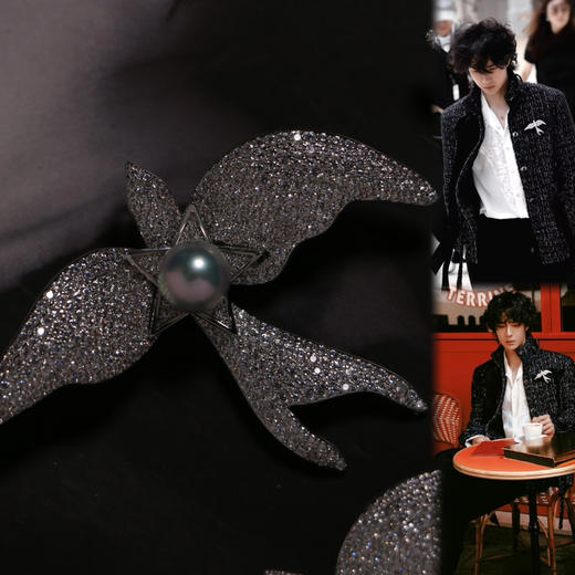 明星同款 ji光真多麻色akoya胸针 8-9mm 商品图0