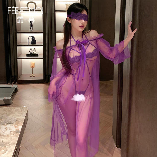 【情趣内衣】霏慕 夜色朦胧透身开裆套装ZY101 商品图2