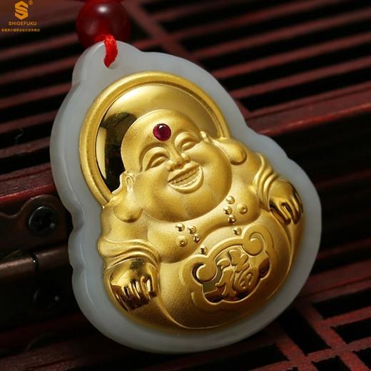 【品牌授权】【香港周六福】黄金钻石首饰 金镶玉-大宝石佛 商品图1