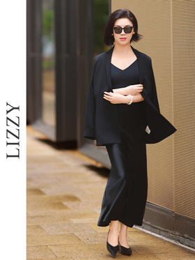 LIZZY优雅时尚百搭简约醋酸长裙8174