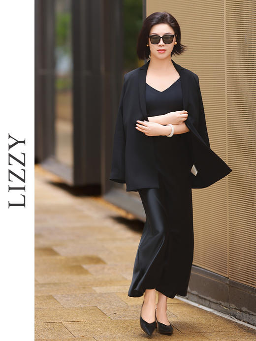 LIZZY优雅时尚百搭简约醋酸长裙8174 商品图0