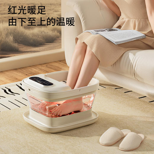 【恒温智能加热】康佳2025新款折叠足浴盆 红光暖足 凸点滚轮脚动按摩 一键启动 轻松折叠收纳 好用不占地的泡脚桶 商品图1