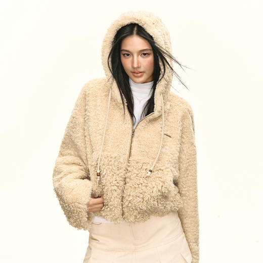 Ariseism 美式复古泰迪毛毛连帽外套女秋季新款 商品图1