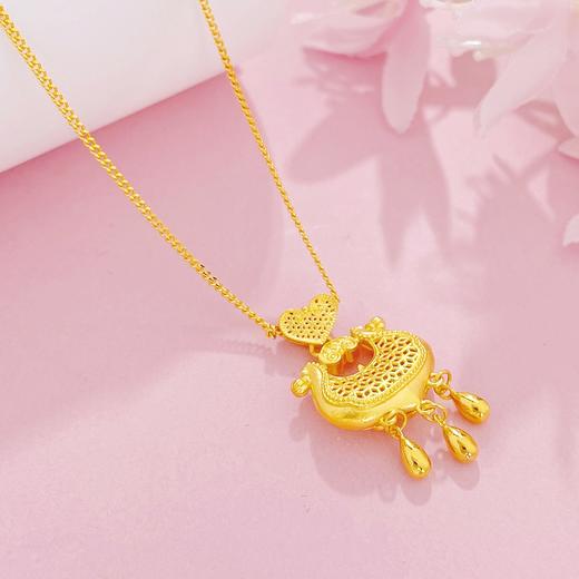 【限时克减150元】足金999 （足金999字印）5G黄金空心百合花形开百合花锁包称心如意国潮锁包调节套链(5GTL02100),(预售产品下单后不退款不退货不换货不补差价) 商品图2