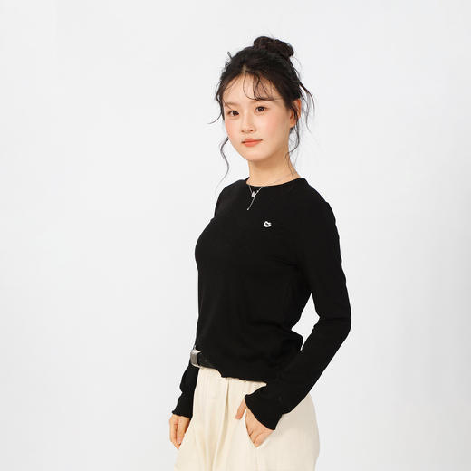 休闲气质基本款木耳边长袖T恤-纪念日百货门店同款165643320 商品图0