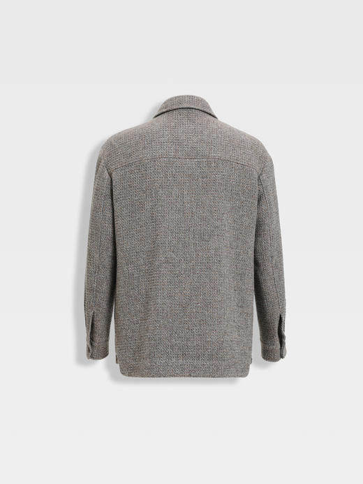 callisto雪茄棕羊毛羊绒棋盘格肌理外套 商品图1