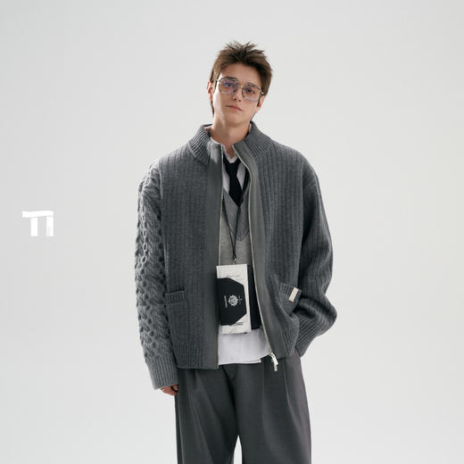 启世录TIWILLTANG“雾都往事”都市色块象限重构秋日絮语拼接开衫 商品图2