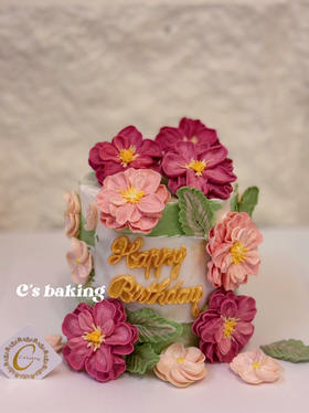 （标准4寸）浪漫复古花花 #唯美 #韩式裱花 忌廉蛋糕（默认自提，收费配送请联系客服）