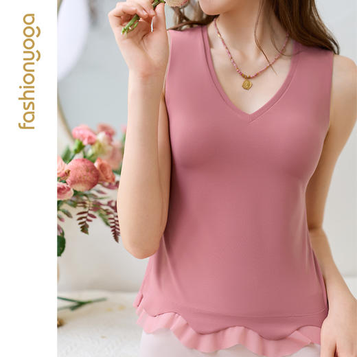 凡圣瑜伽优雅花边V领背心FC15254 商品图7