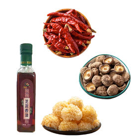 临泉特产小香菇木耳干辣椒900g+香油250ml