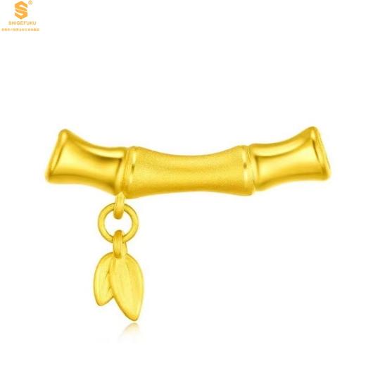 【品牌授权】【香港周六福】黄金钻石首饰 5D足金吊坠竹节开花（附赠K金项链） 商品图0