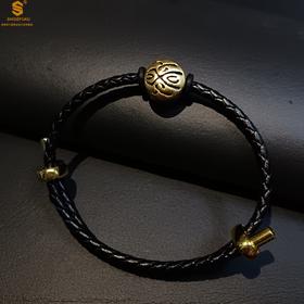 【品牌授权】【香港周六福】黄金钻石首饰 （幸运）酷黑珐琅手绘转运珠情侣手绳