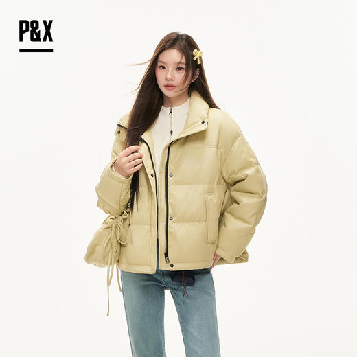 P&X设计师女装2025冬季短款羽绒服极简风宽松 825424044 黄色 商品图2
