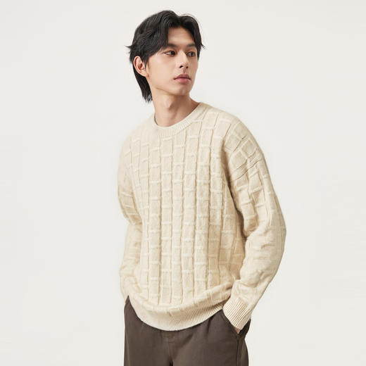 gxg.jeans男装 多色不规则纹理设计圆领毛衣针织衫线衫 25冬新品 商品图1