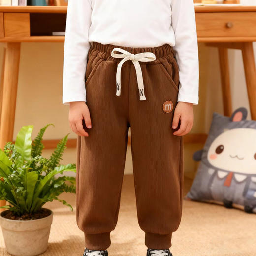 【59.9元2条】贝舒嘉儿童秋冬季加绒加厚外穿卫裤中小童宝宝冬季羊驼绒束脚裤90-150 商品图3