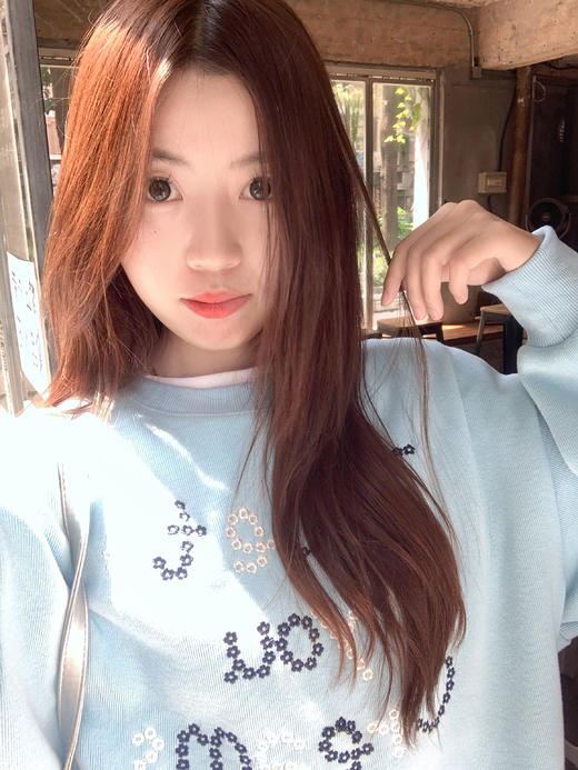 【179元任选2件】最后一波现货！蓝色刺绣无帽圆领套头卫衣 商品图9